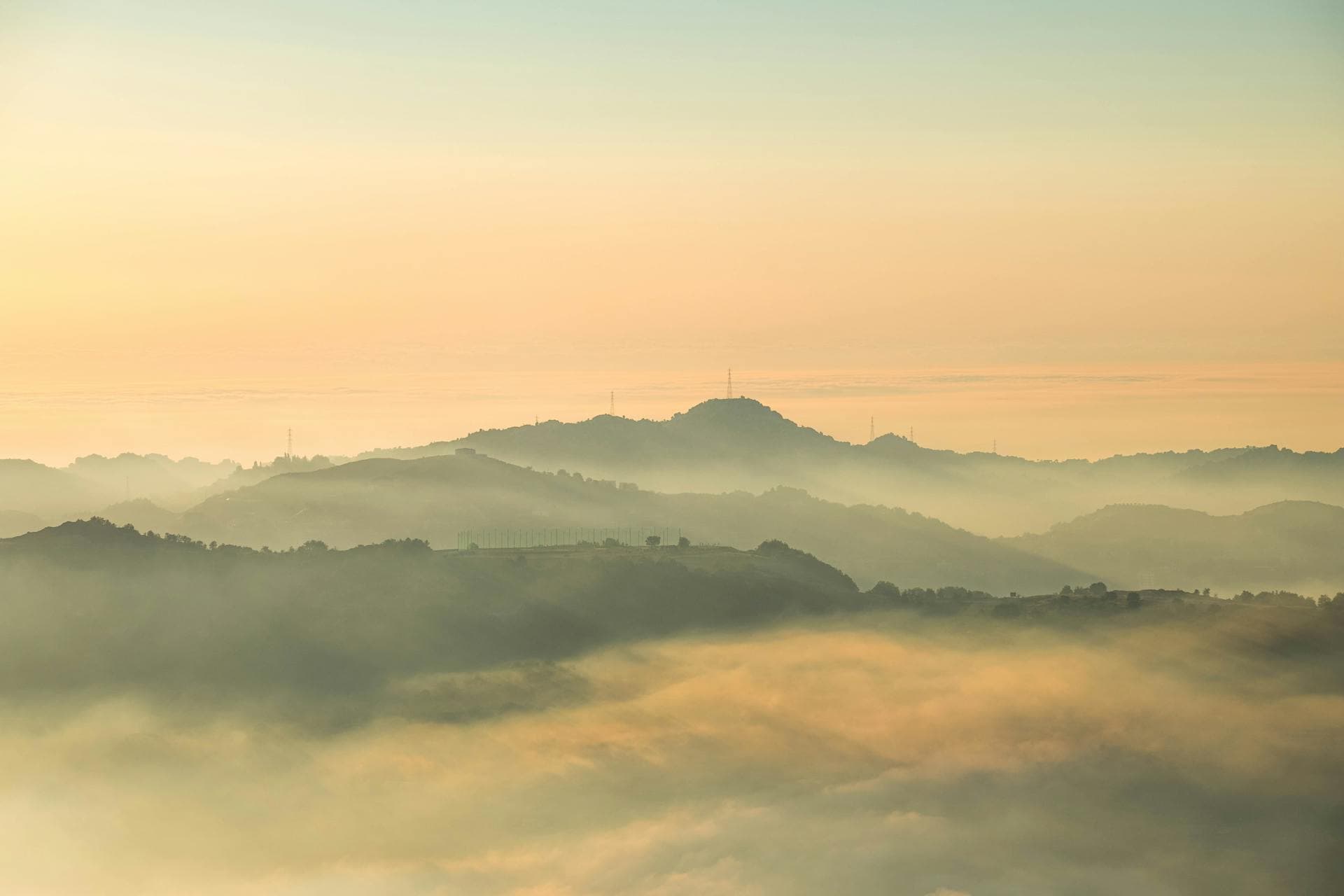 Blue Ridge mountain ridges at sunset
